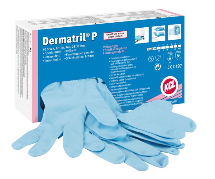 KCL Dermatril P Spezial-Nitril Handschuhe, Größe 10, 50 Paar/Packung